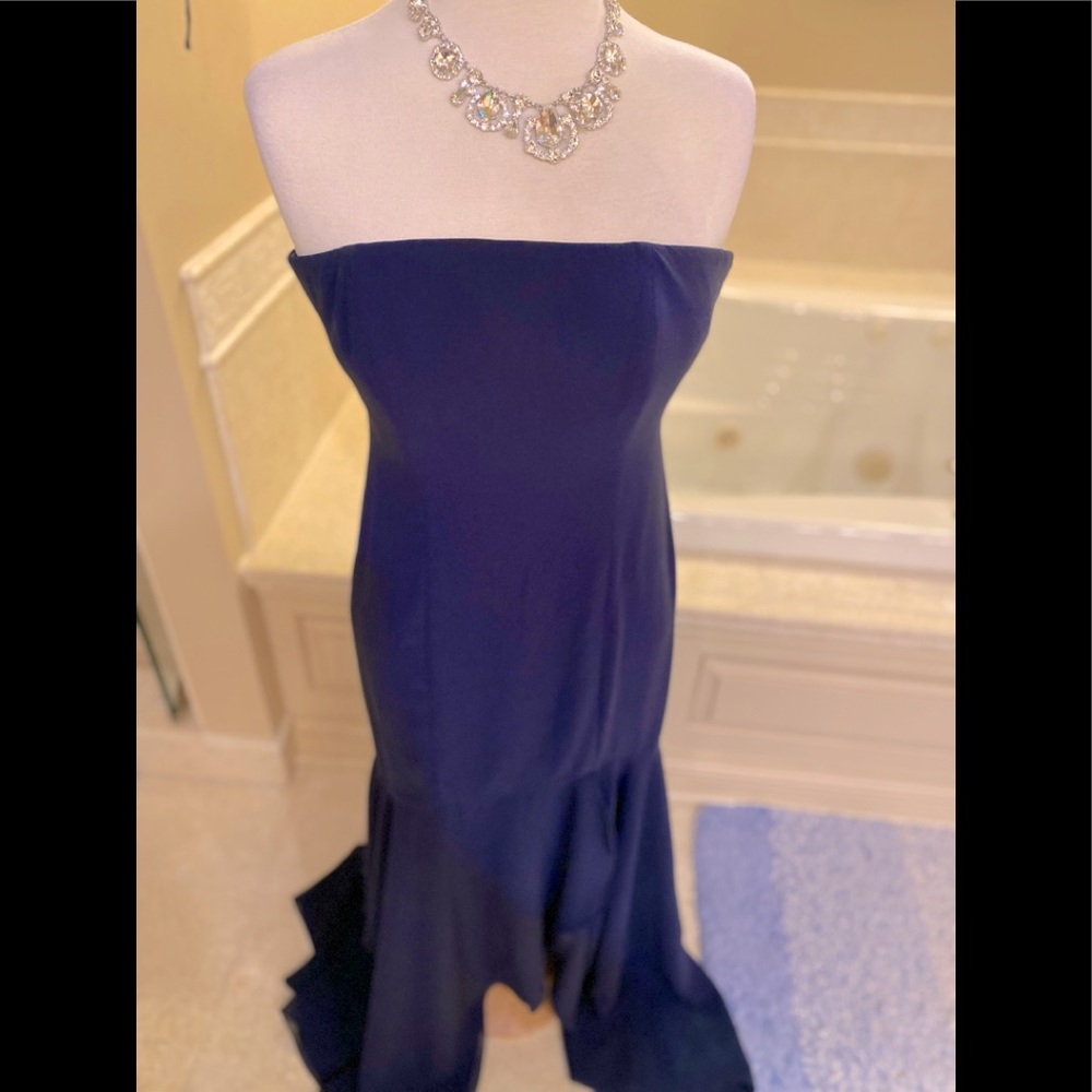 Classic Brand New After Six Navy Strapless Dress beautiful sexy bottom - Picture 7 of 14